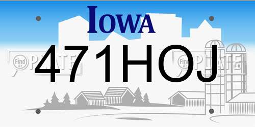 471HOJ Iowa License Plate