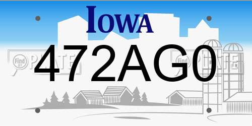 472AG0 Iowa License Plate