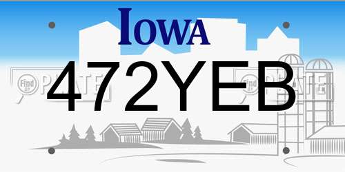 472YEB Iowa License Plate