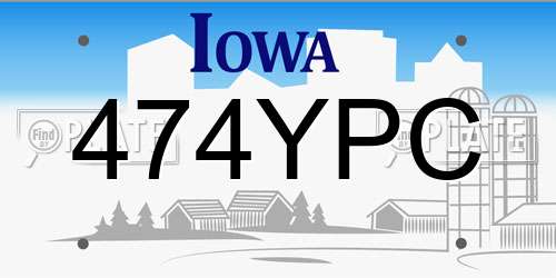474YPC Iowa License Plate