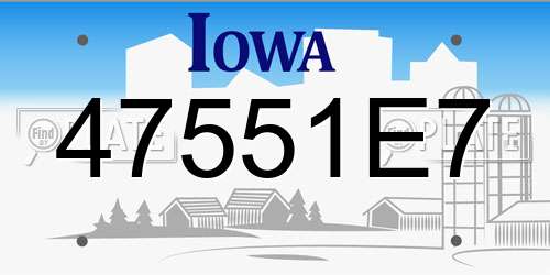 47551E7 Iowa License Plate
