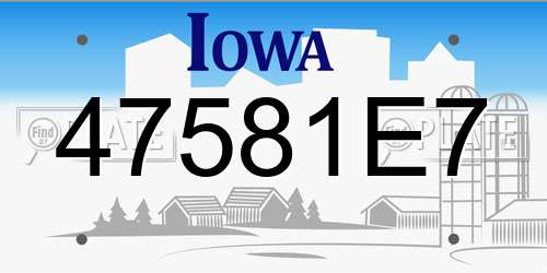 47581E7 Iowa License Plate