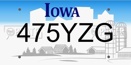 475YZG Iowa License Plate