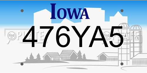 476YA5 Iowa License Plate
