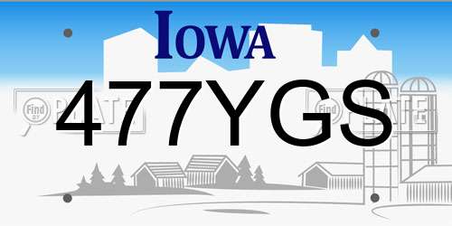477YGS Iowa License Plate