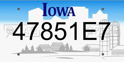 47851E7 Iowa License Plate