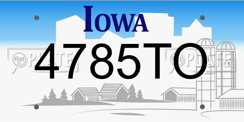 4785TO Iowa License Plate