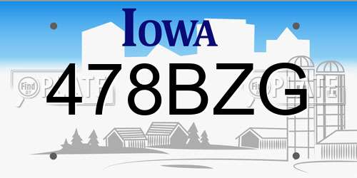 478BZG Iowa License Plate