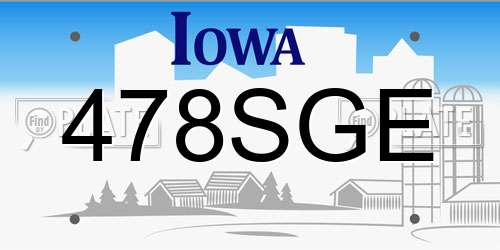 478SGE Iowa License Plate