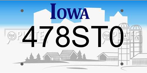 478ST0 Iowa License Plate