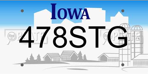 478STG Iowa License Plate
