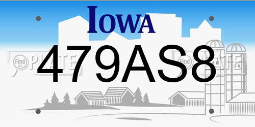 479AS8 Iowa License Plate