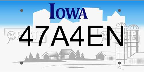 47A4EN Iowa License Plate