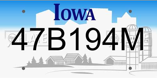 47B194M Iowa License Plate