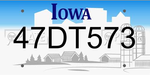 47DT573 Iowa License Plate