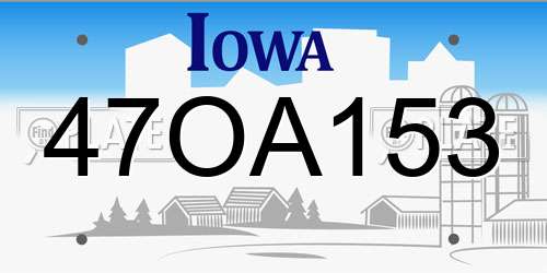 47OA153 Iowa License Plate