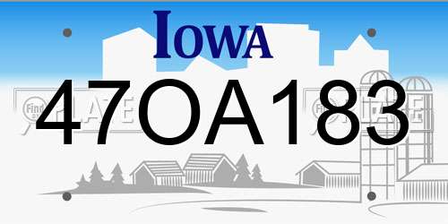 47OA183 Iowa License Plate