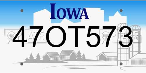 47OT573 Iowa License Plate