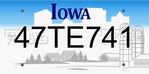 47TE741 Iowa License Plate