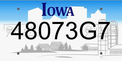 48073G7 Iowa License Plate