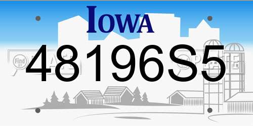 48196S5 Iowa License Plate