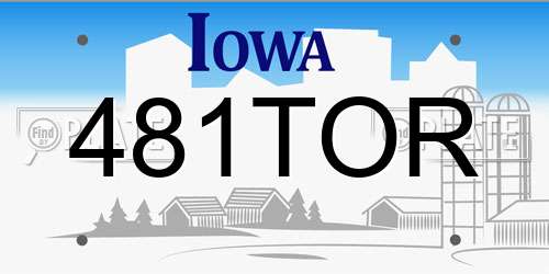 481TOR Iowa License Plate