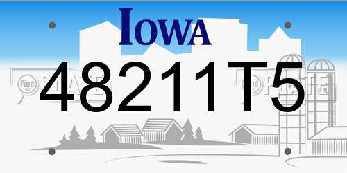 48211T5 Iowa License Plate