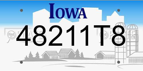48211T8 Iowa License Plate