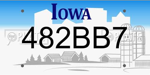 482BB7 Iowa License Plate