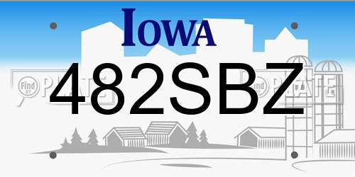 482SBZ Iowa License Plate