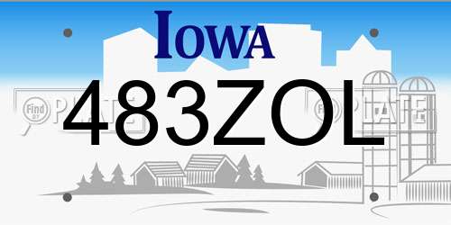483ZOL Iowa License Plate