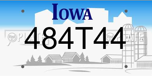 484T44 Iowa License Plate