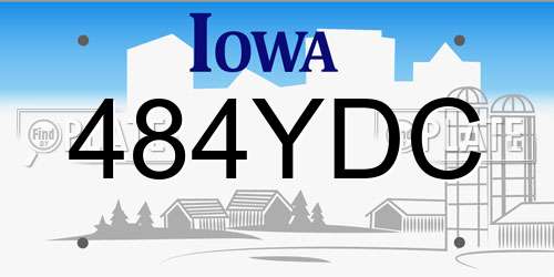 484YDC Iowa License Plate