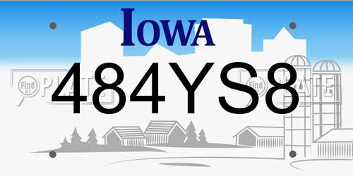 484YS8 Iowa License Plate