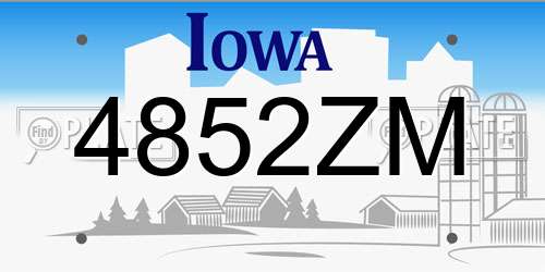 4852ZM Iowa License Plate