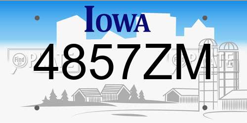4857ZM Iowa License Plate