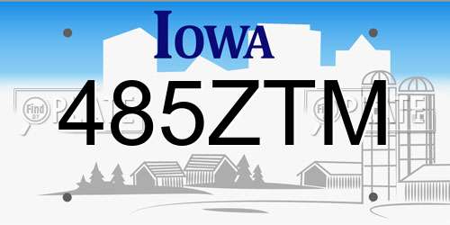 485ZTM Iowa License Plate