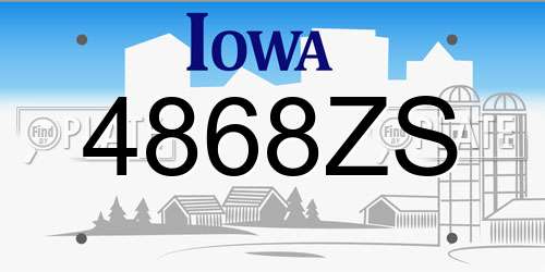 4868ZS Iowa License Plate