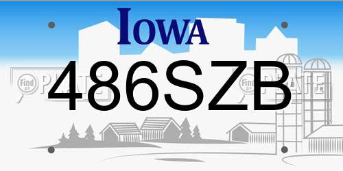486SZB Iowa License Plate