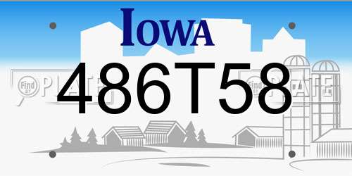 486T58 Iowa License Plate