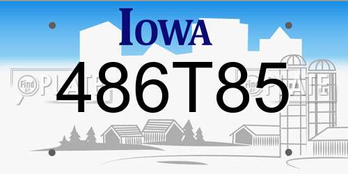 486T85 Iowa License Plate