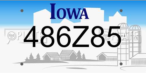 486Z85 Iowa License Plate