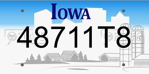 48711T8 Iowa License Plate