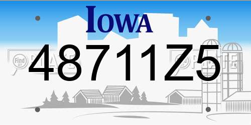 48711Z5 Iowa License Plate