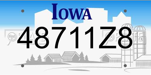 48711Z8 Iowa License Plate