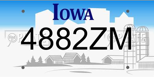 4882ZM Iowa License Plate