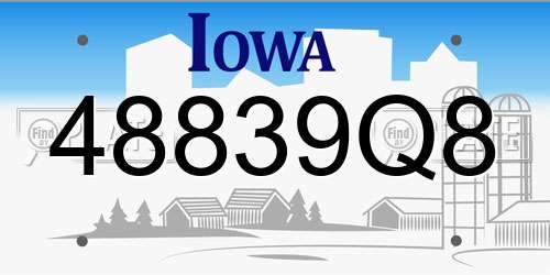 48839Q8 Iowa License Plate