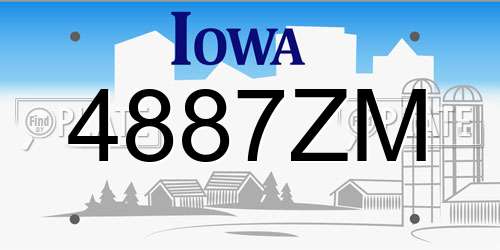 4887ZM Iowa License Plate
