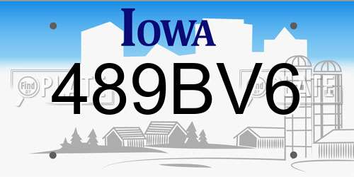 489BV6 Iowa License Plate