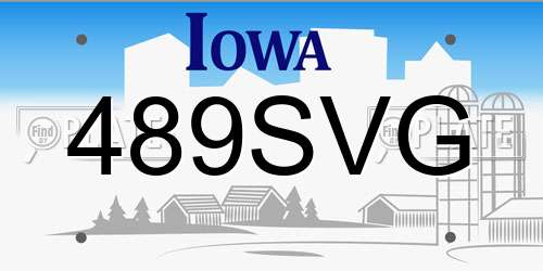 489SVG Iowa License Plate